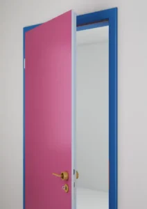 Tok: Delft Kék | Élfólia: Horizont Kék Ajtólap: Fuchsia Lila